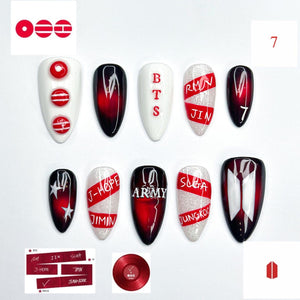 Kpop Concert Press On Nails | Pop Idol Inspired Nail Art | Glossy Stage Aesthetic Nails | Edgy Music Fan Press Ons | Handmade Nails| OB385HC