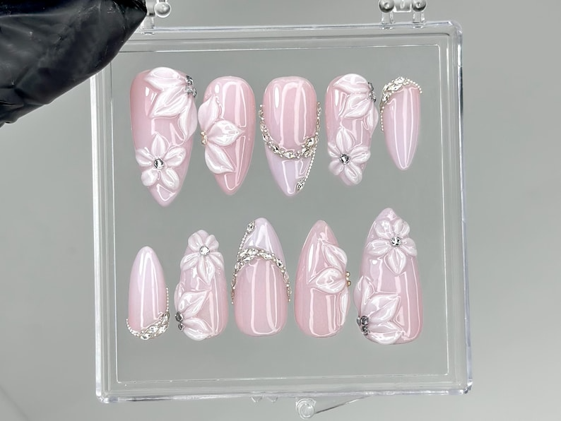 Wedding Elegant Pink Press Ons | OB1112L