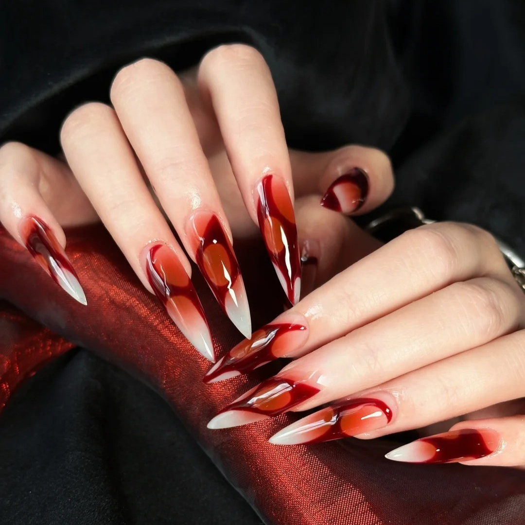 Crimson Veil Gothic Press-On Nails - Aninail