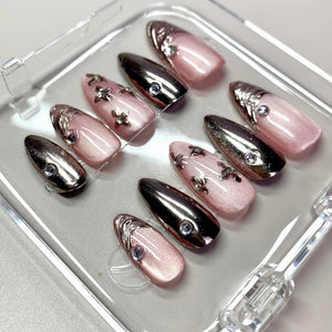 Blush Chrome Pink Glitter Press-On Nails - Aninail