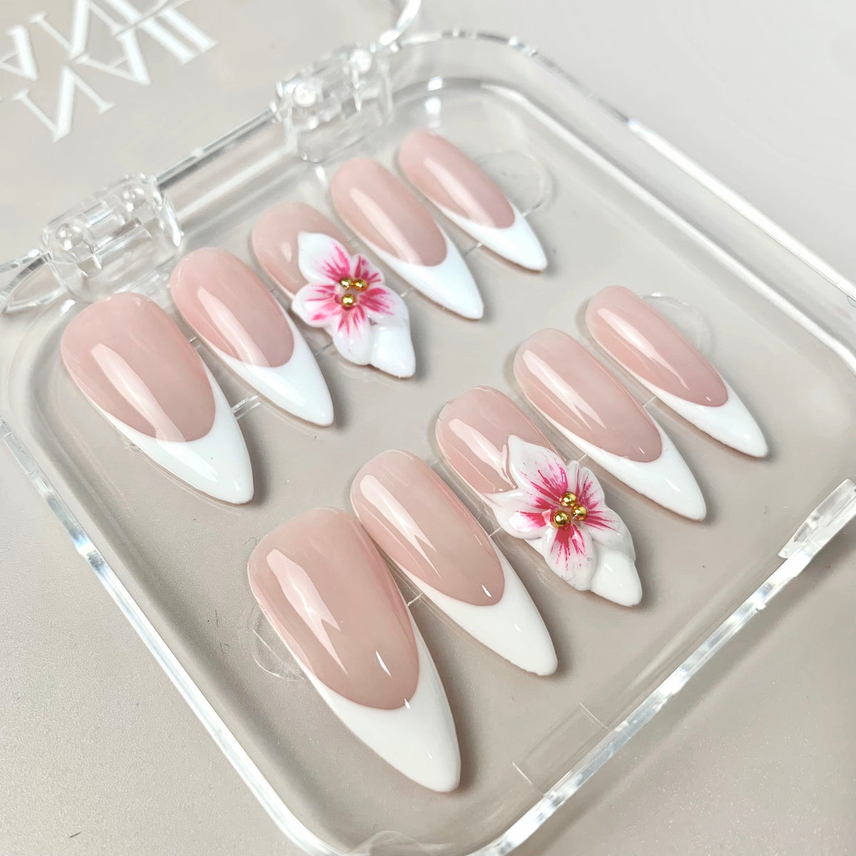 French Blossom 3D Floral Press-On Nails - Aninail