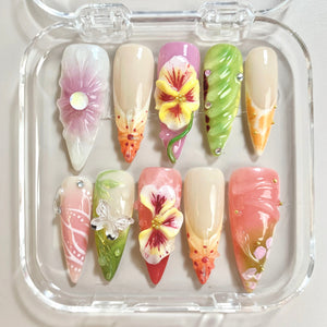 Into The Wonderland 3D Floral Press-On Nails - Aninail