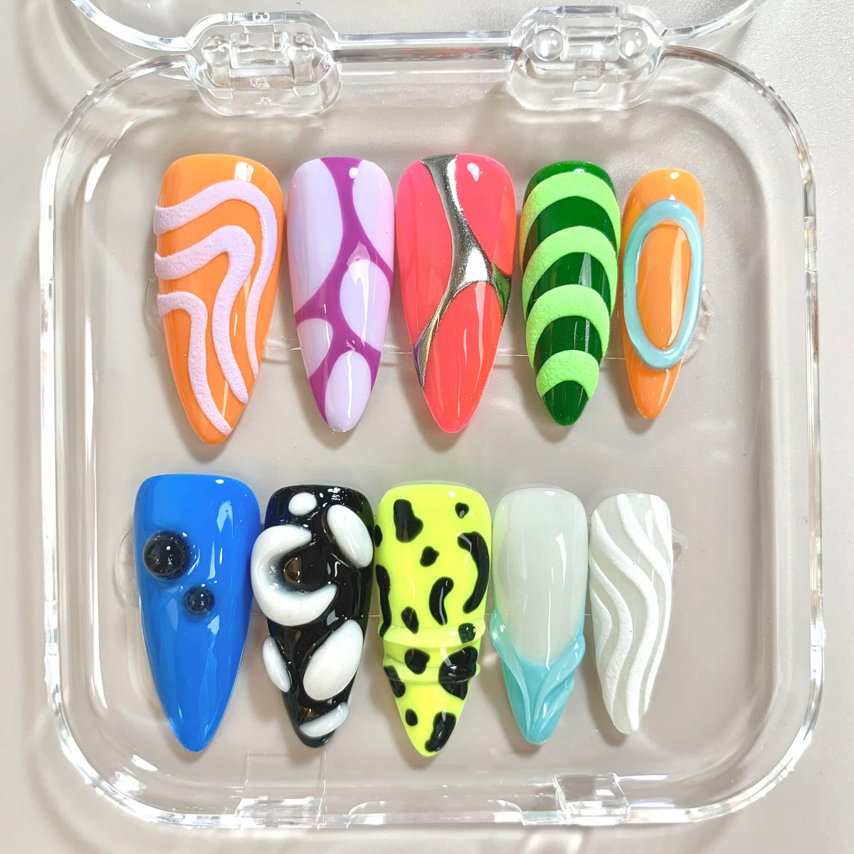 Neon Chaos Abstract Stiletto Press-On Nails - Aninail