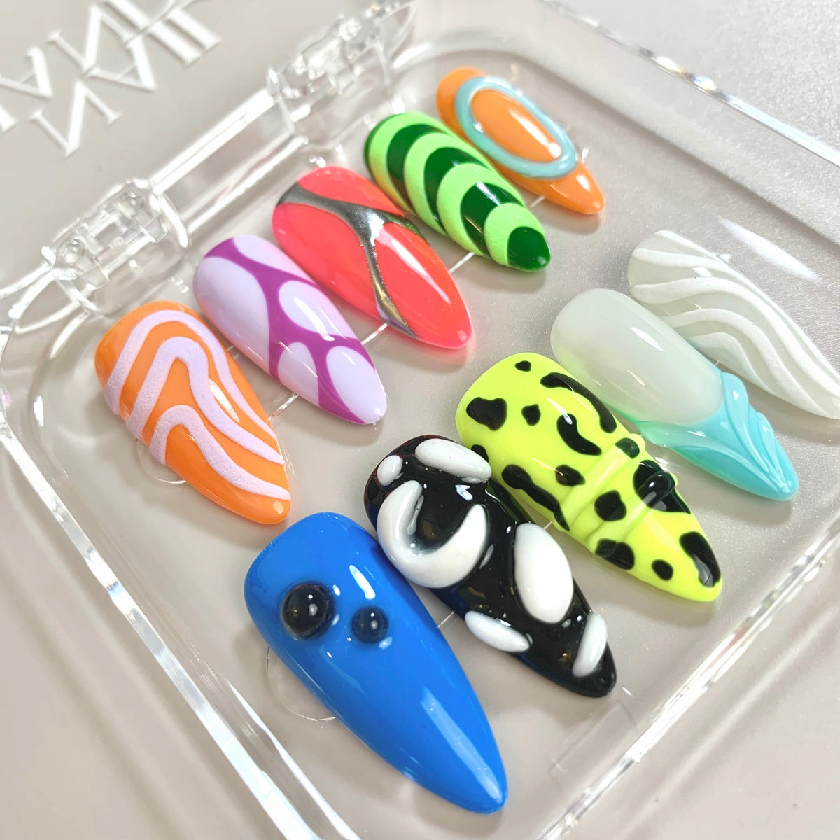 Neon Chaos Abstract Stiletto Press-On Nails - Aninail