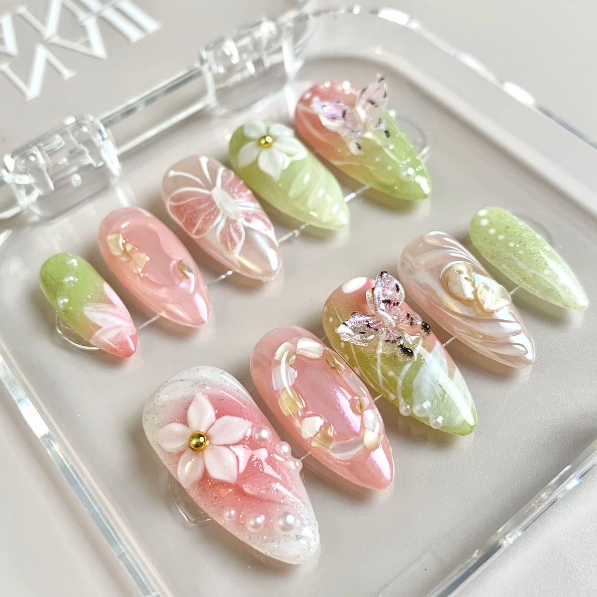 Whimsical Garden 3D Floral Press-On Nails - Aninail