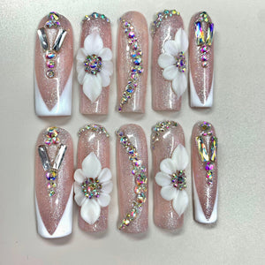 Bloom Luxe 3D Floral Press-On Nails - Aninail