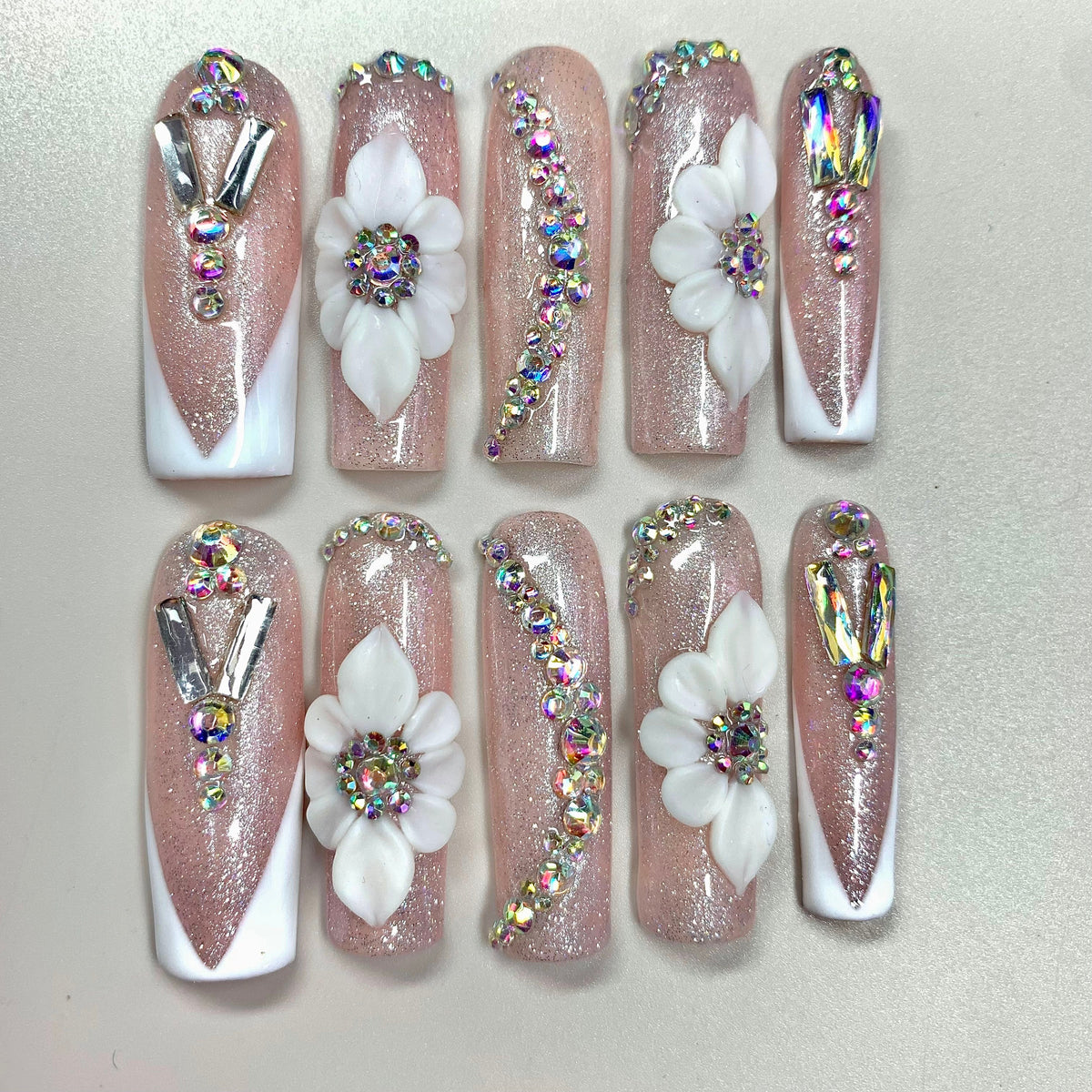 Bloom Luxe 3D Floral Press-On Nails - Aninail