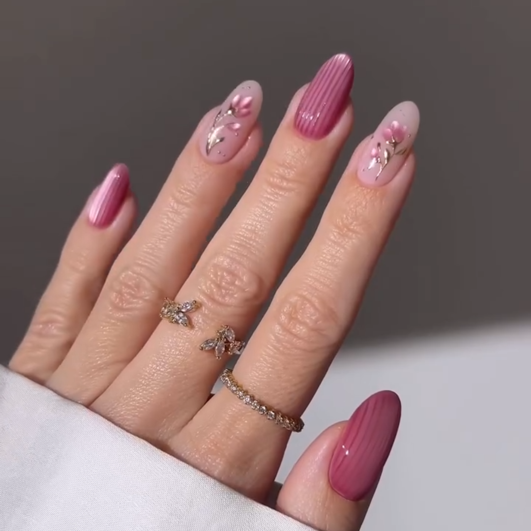 Blooming Petals Press-On Nails - Aninail
