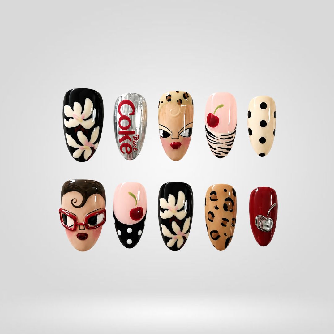 Retro Muse Polka Dot & Vintage Press-On Nails - Aninail