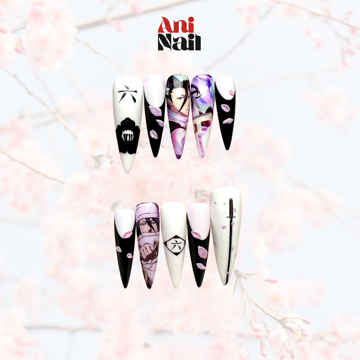 Bleach Byakuya Kuchiki Shikai Elegance Press On Nail
