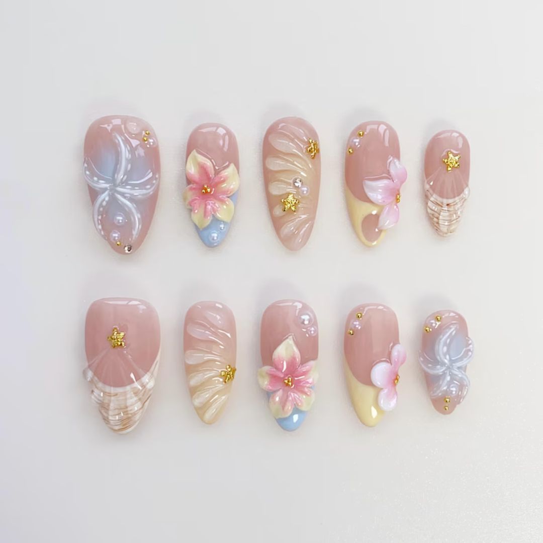 Floral Breeze Summer Press-On Nails - Aninail