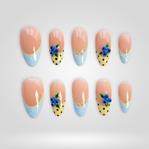 Blueberry Picnic 3D Floral Press-On Nails - Aninail