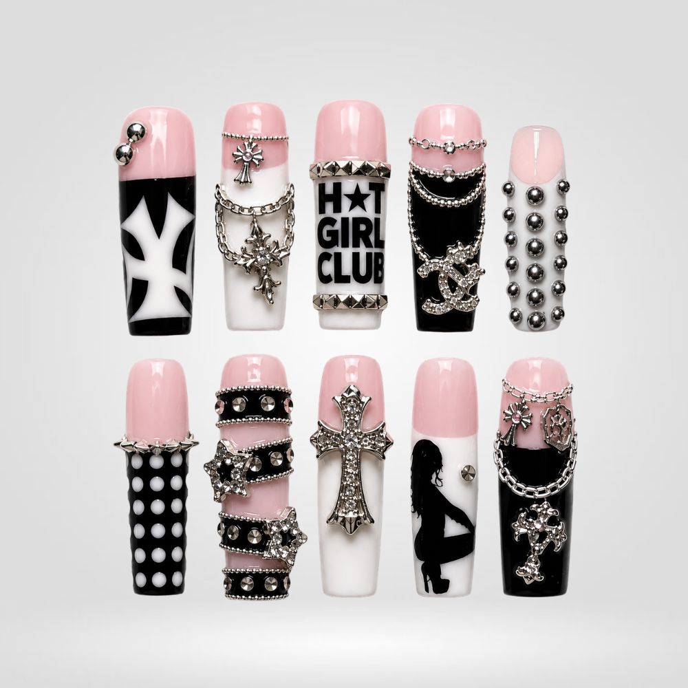 Rebel Doll Y2K Gothic Press-On Nails â€“ Square - Aninail
