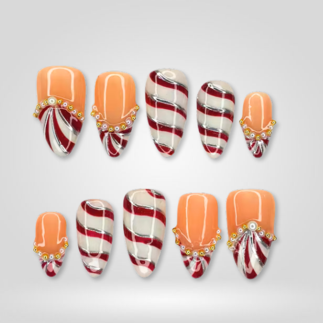 Candy Sprite Christmas Stripe Press-On Nails - Aninail