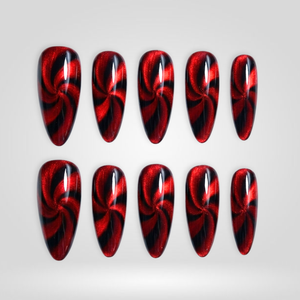 Crimson Swirl Seashell Floral Press-On Nails - Aninail