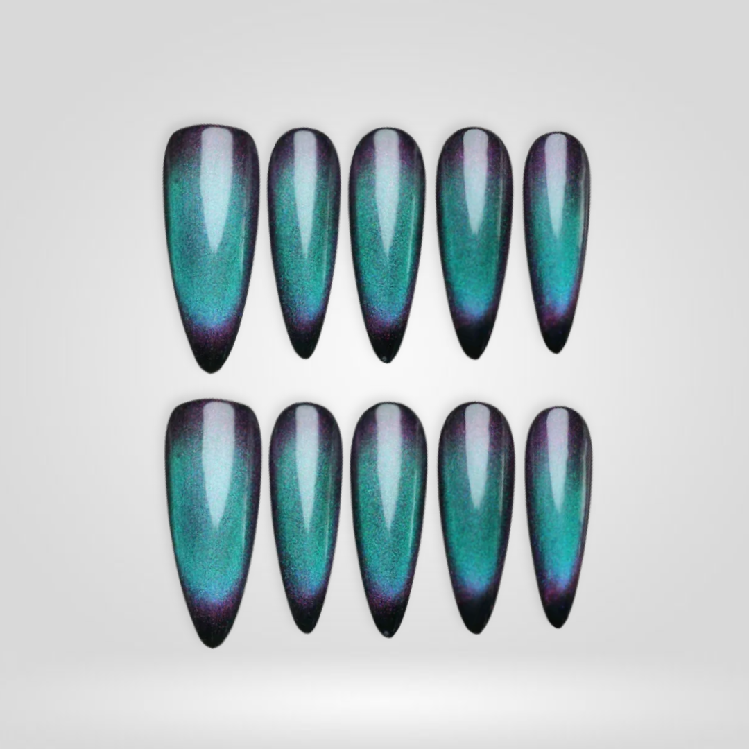 Magnetic Glow Cat Eye Press-On Nails - Aninail