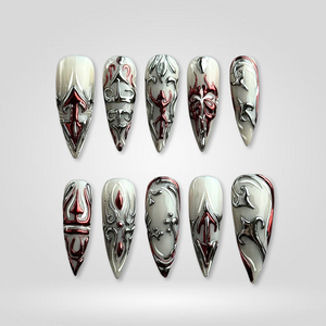 Eternal Night Floral Press-On Nails - Aninail
