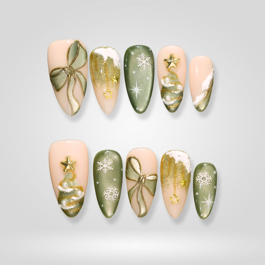 Olive Noel Christmas Press-On Nails - Aninail