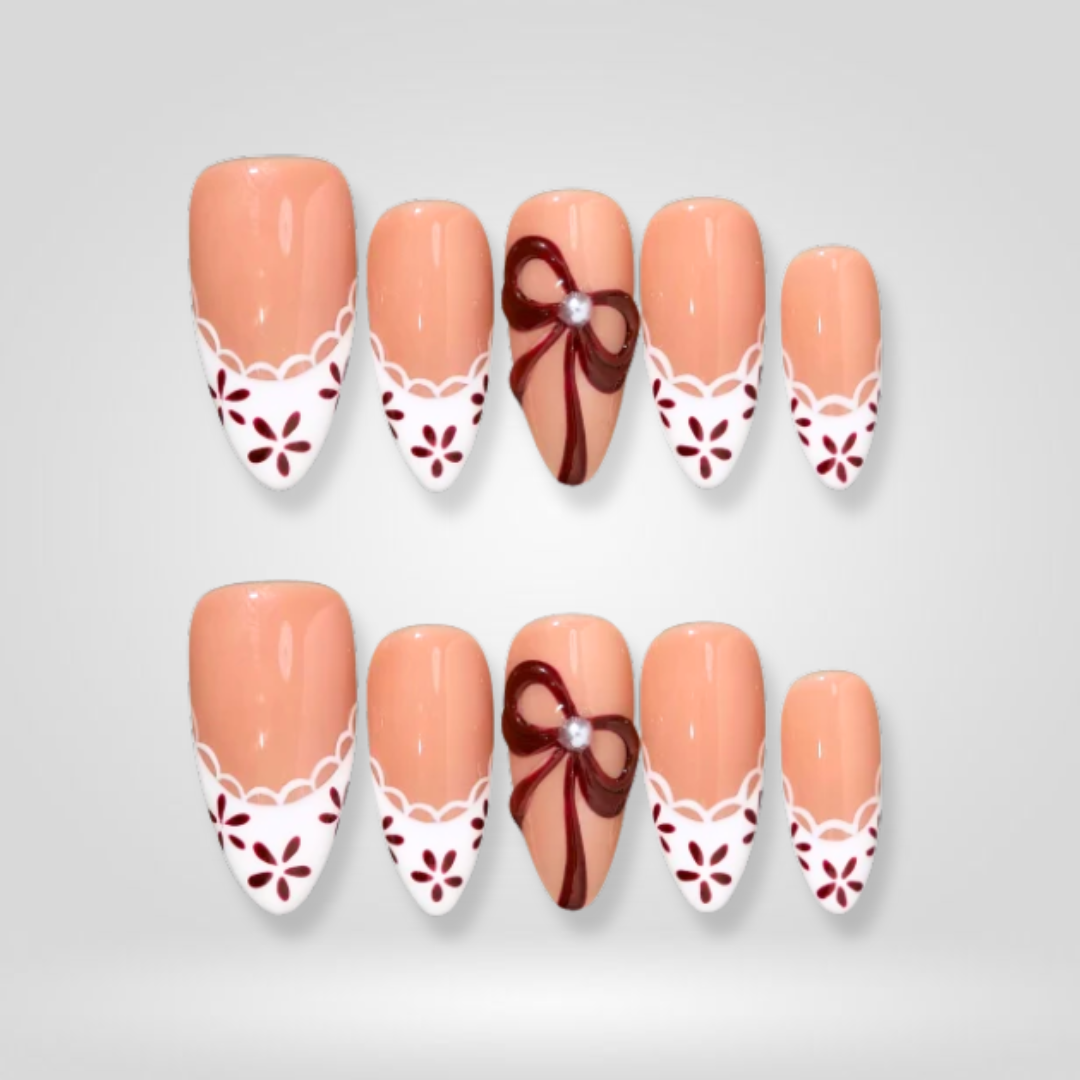 Lace Berry French Lace Christmas Press-On Nails - Aninail