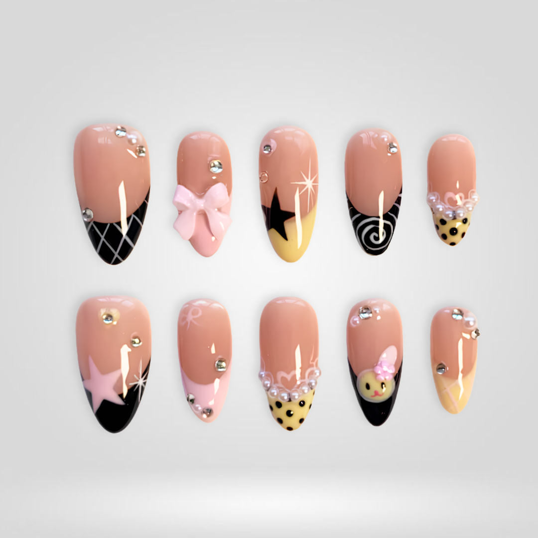 Ribbon Star Y2K Press-On Nails - Aninail