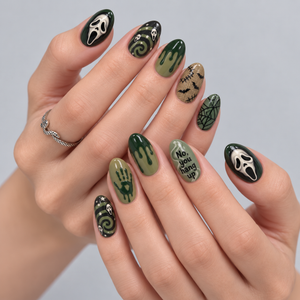 Dead Line Halloween Almond Press-On Nails - Aninail