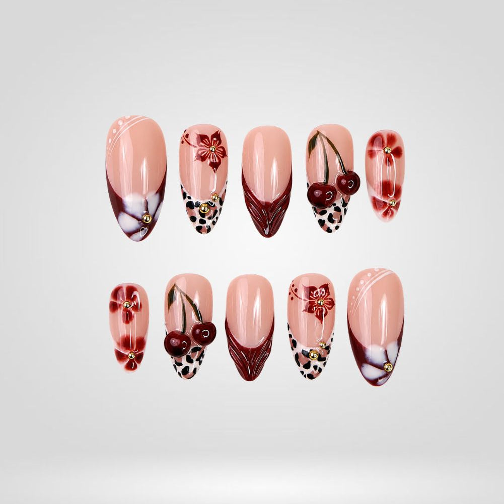 Rose Noir Black Floral Press-On Nails - Aninail