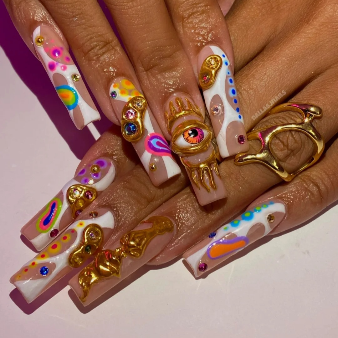 Neon Burst Square Press-On Nails - Aninail