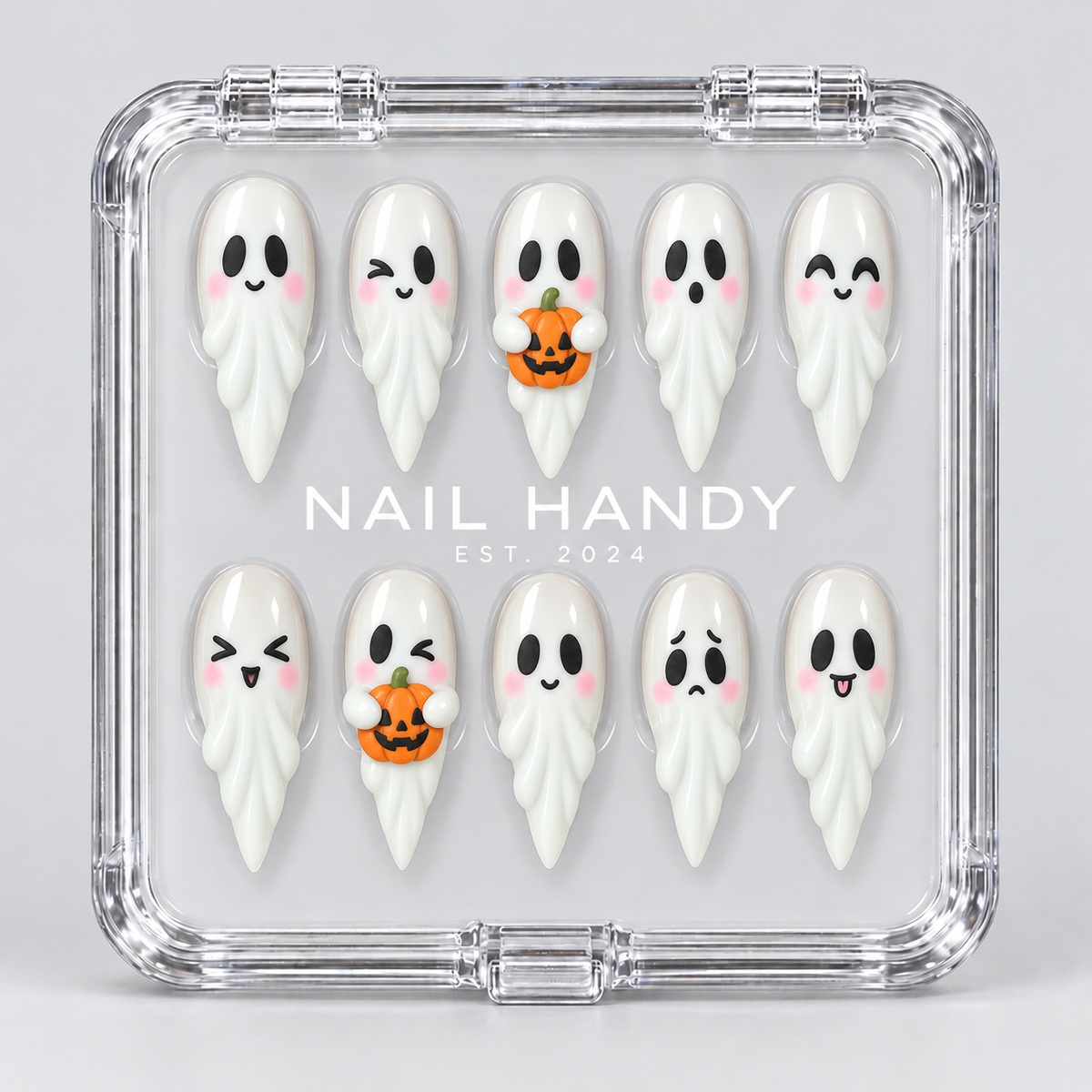 Pumpkin Boo Halloween Almond Press-On Nails - Aninail