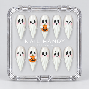 Pumpkin Boo Halloween Almond Press-On Nails - Aninail