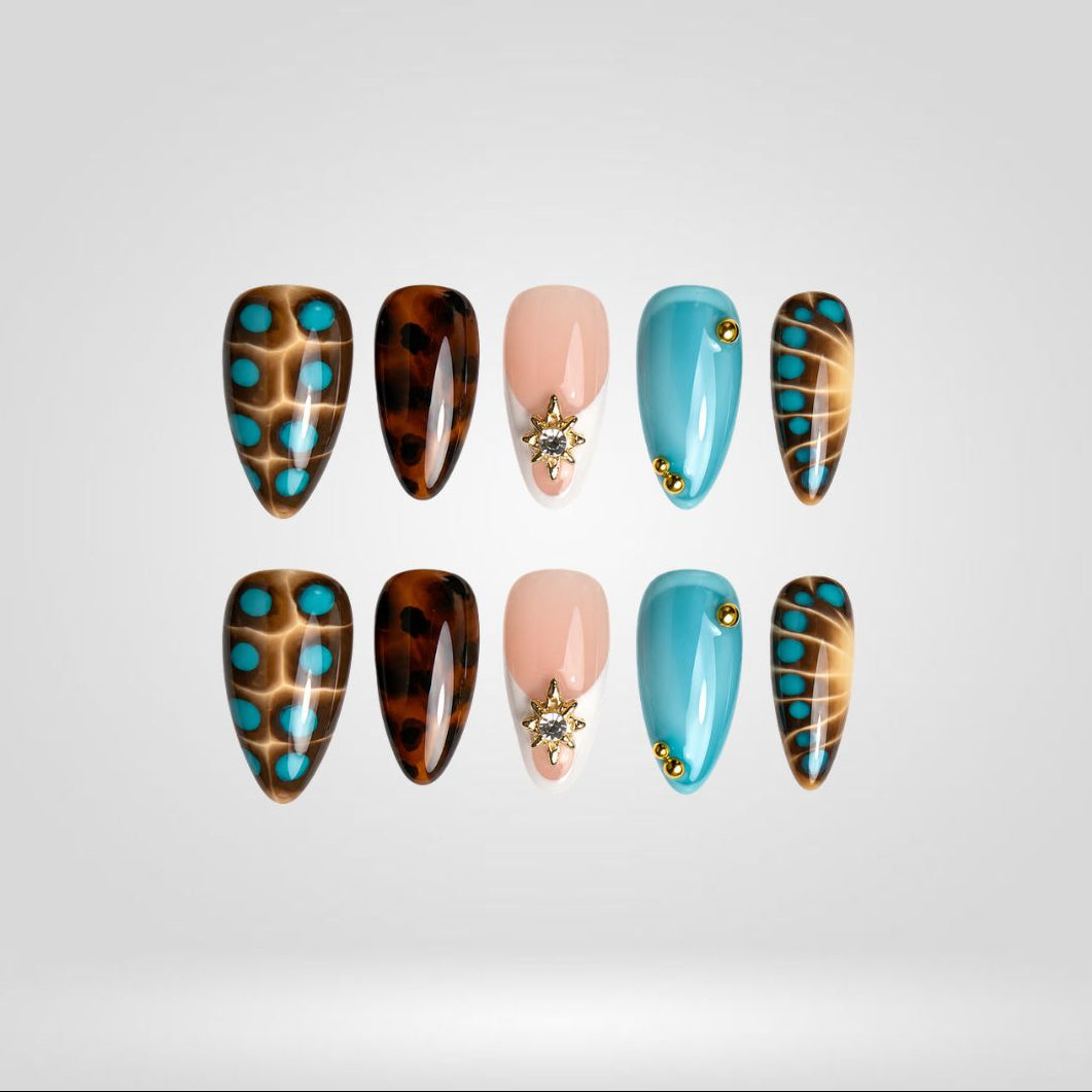 Aqua Muse Leopard 3D Press-On Nails - Aninail