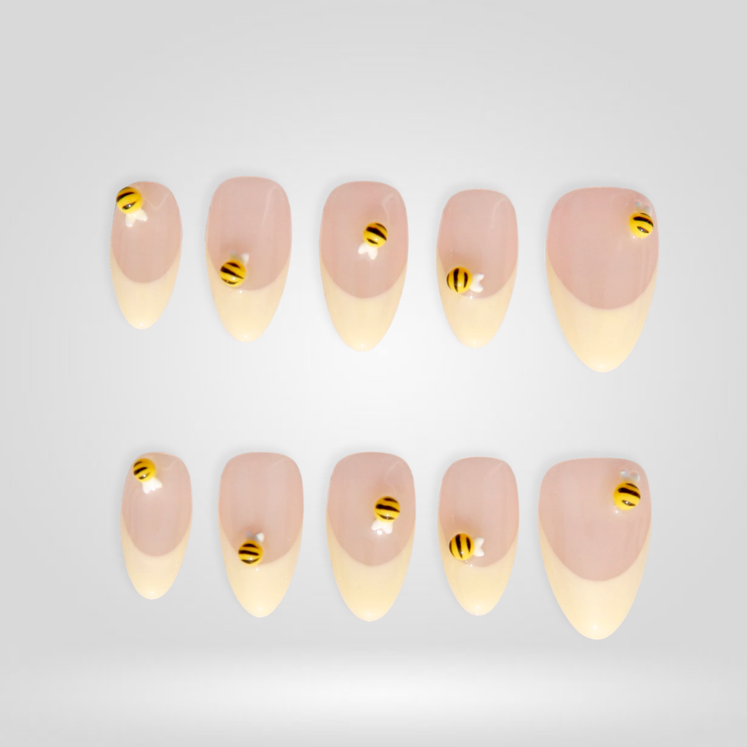 Honey Bee French Tip Press-On Nails - Aninail