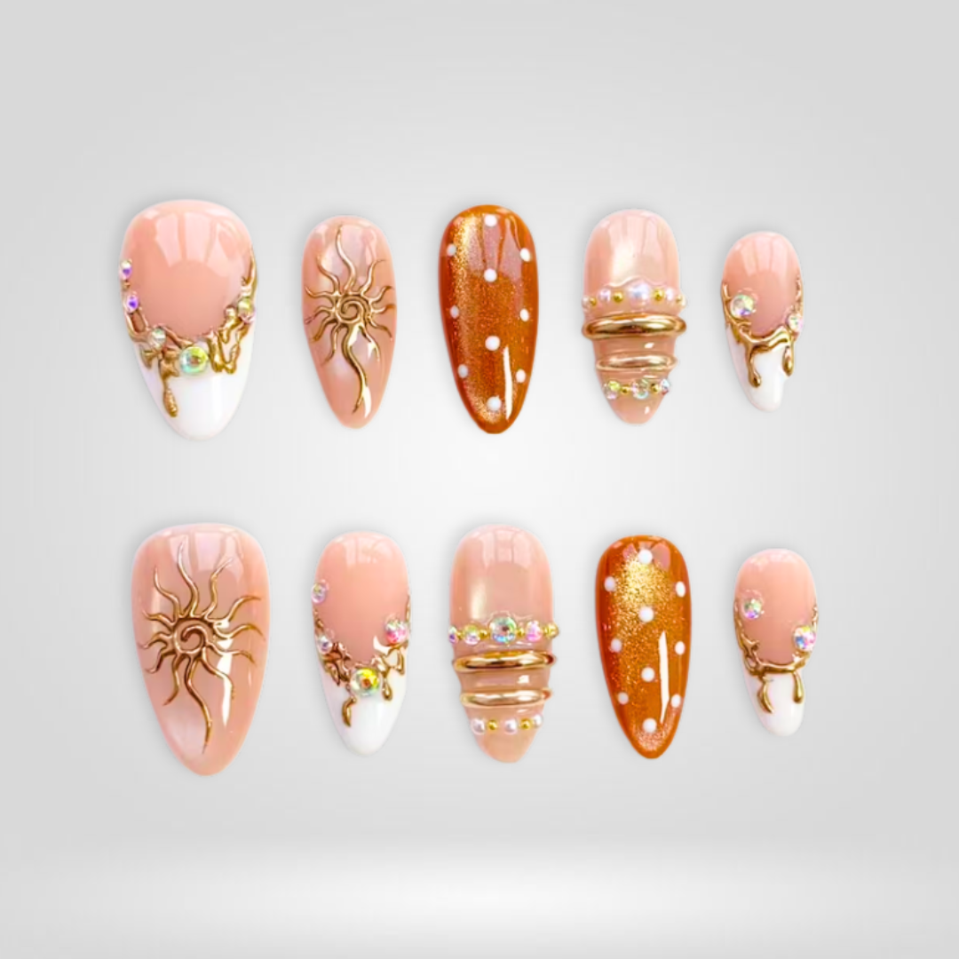 Golden Sun 3D Press-On Nails - Aninail