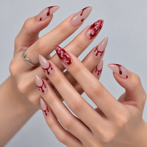 Crimson Drip Halloween Almond Press-On Nails - Aninail