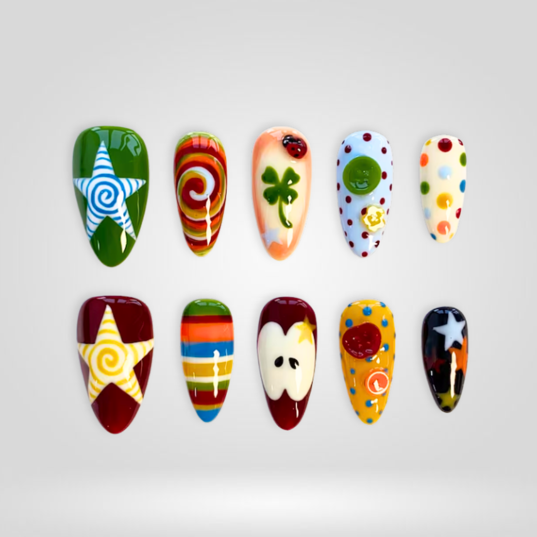 Lucky Pop Floral Y2K Press-On Nails - Aninail