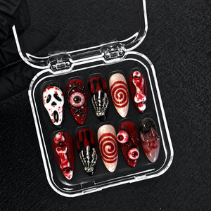 Blood Spiral Halloween Almond Press-On Nails - Aninail