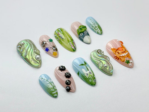 Whimsical Totoro Press On Nails | Ghibli Totoro & Friends Nail Set | Forest Spirit And Soot Sprite Set | Handmade Totoro Nail Art | OB742HC