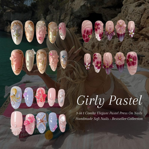 Combo Nature Pastel Press On Nails | Handmade Soft Nail Art | Elegant Spring Designs | Bestseller Nails | Girly Pastel Collection | OB999H