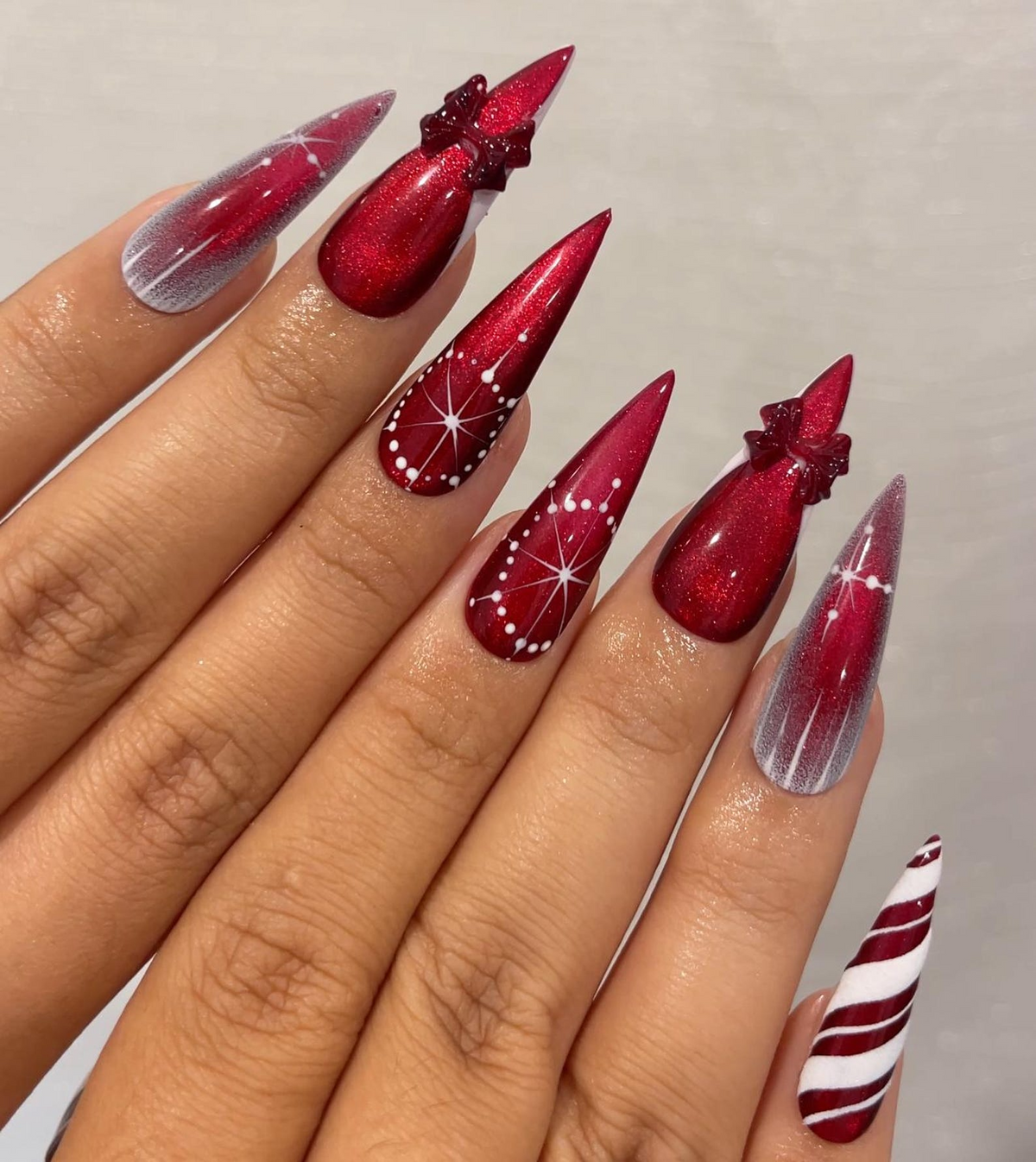 Red Christmas Press On Nails | Red Glitter Holiday Nails | Festive Winter Nail Art | Sparkling Christmas Press Ons| Holiday Glam Set|OC236HC