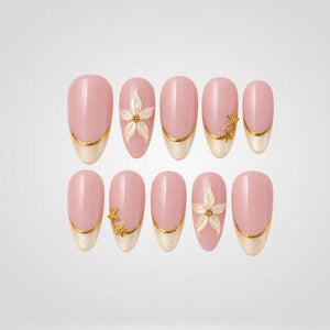 Elegant French 3D Floral Press-On Nails - Aninail
