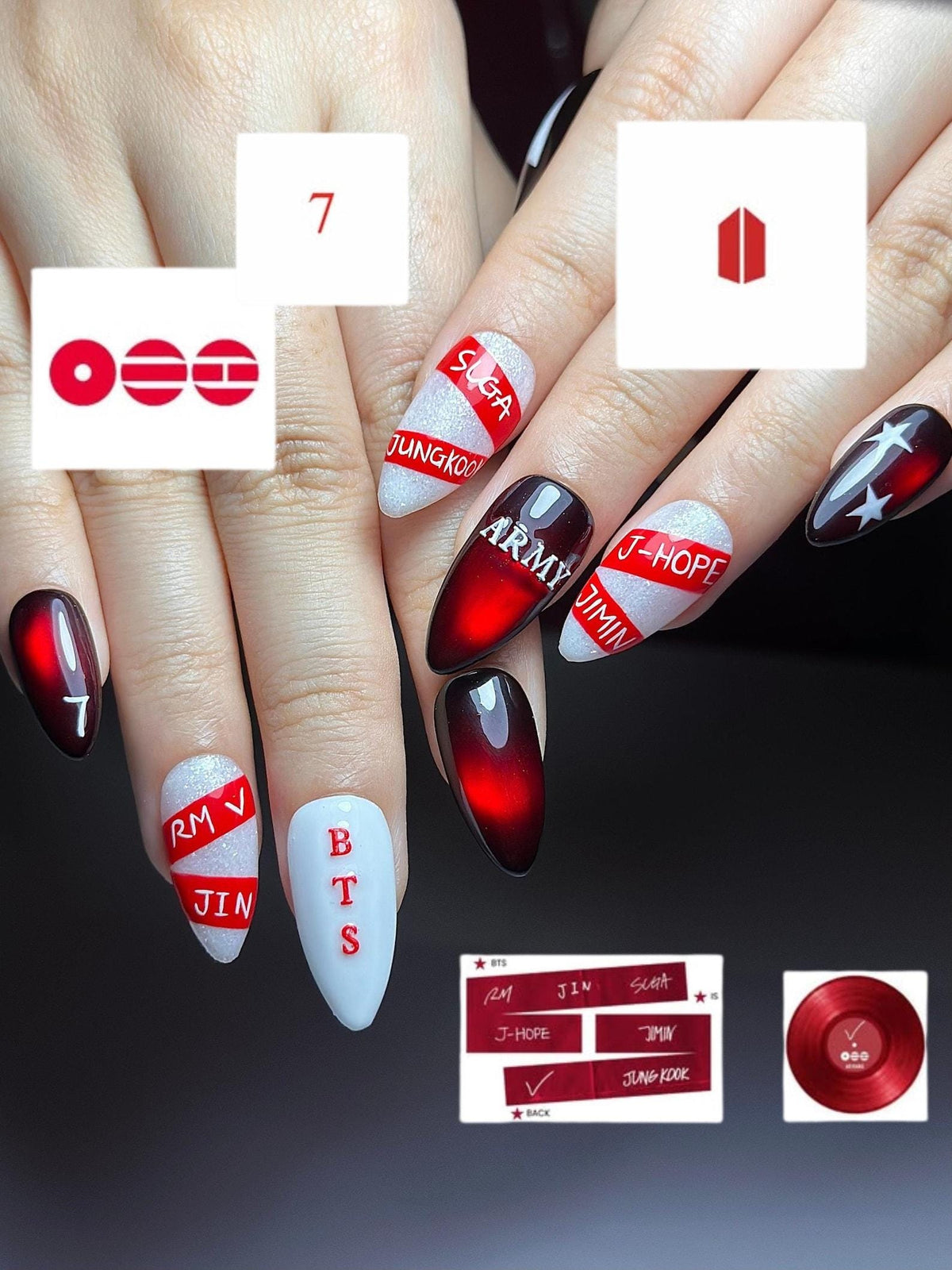 Kpop Concert Press On Nails | Pop Idol Inspired Nail Art | Glossy Stage Aesthetic Nails | Edgy Music Fan Press Ons | Handmade Nails| OB385HC