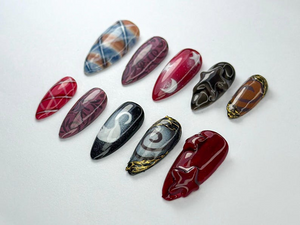 Dark Academia Press-On Nails | Moon, Stars & Swan Design | Handmade Cosmic Nail Set | Baroque And Vintage Style | Celestial Nails | OB728HK
