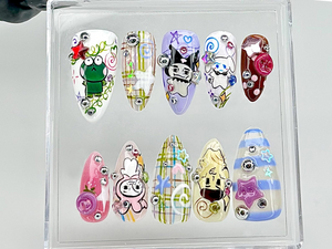 Kawaii Sanrio Press On Nails | Keroppi Kuromi Cinnamoroll Press Ons | Cute Pastel Fake Nails |Japanese Character Nails |Kawaii Nails|OB854YC