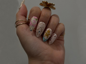 Pink Pastel Christmas Press On Nails | Pastel | Gingerbread & Candy Cane Nails | Pink Christmas Press Ons | Cute Festive Design | OB218HC