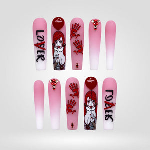 Bloody Valentine Handprint Horror Press-On Nails - Aninail