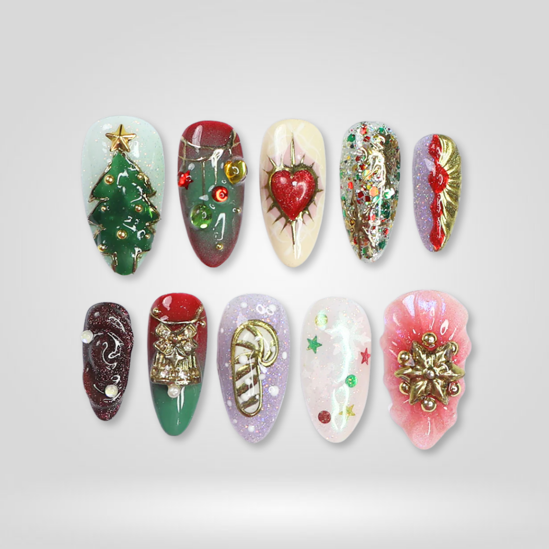 Festive Spark Christmas Press-On Nails - Aninail