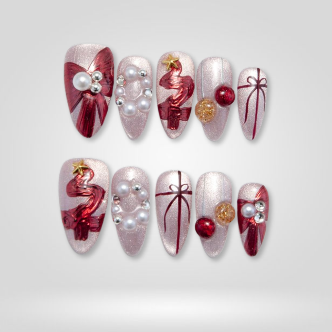 Pearl Gift Christmas Press-On Nails - Aninail