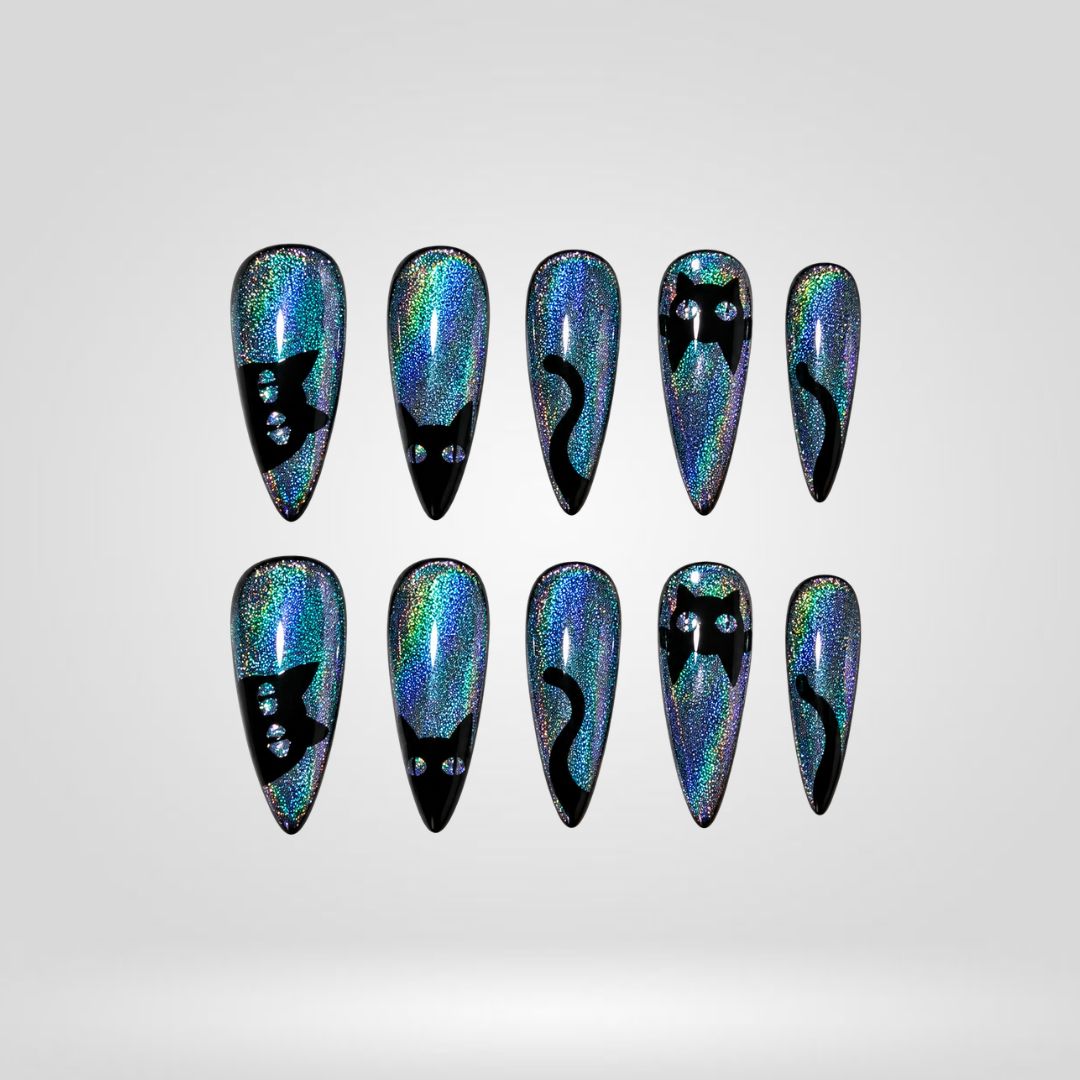 Mystic Ocean Cat Eye Press-On Nails - Aninail