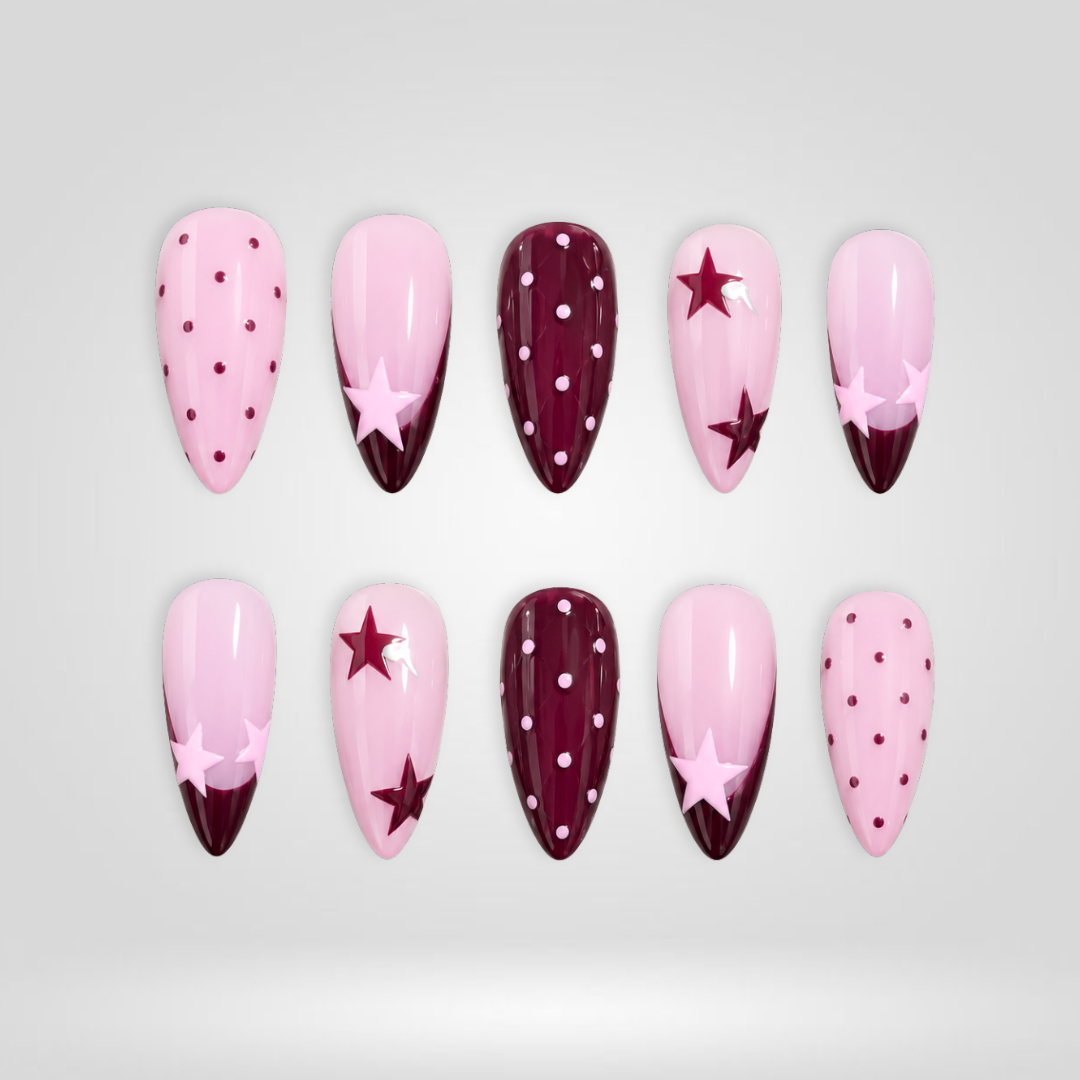 Plum Star Almond Press-On Nails - Aninail
