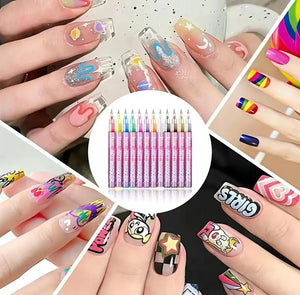 12-Color Nail Art Pen Set - Aninail