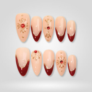 Crimson Party Crystal Gem Press-On Nails - Aninail